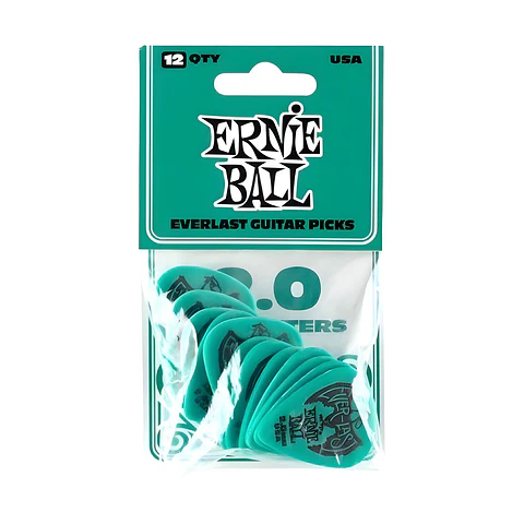 Pack Uñetas Guitarra Ernie Ball Everlast Picks P09196 Teal 12u. 2,00mm