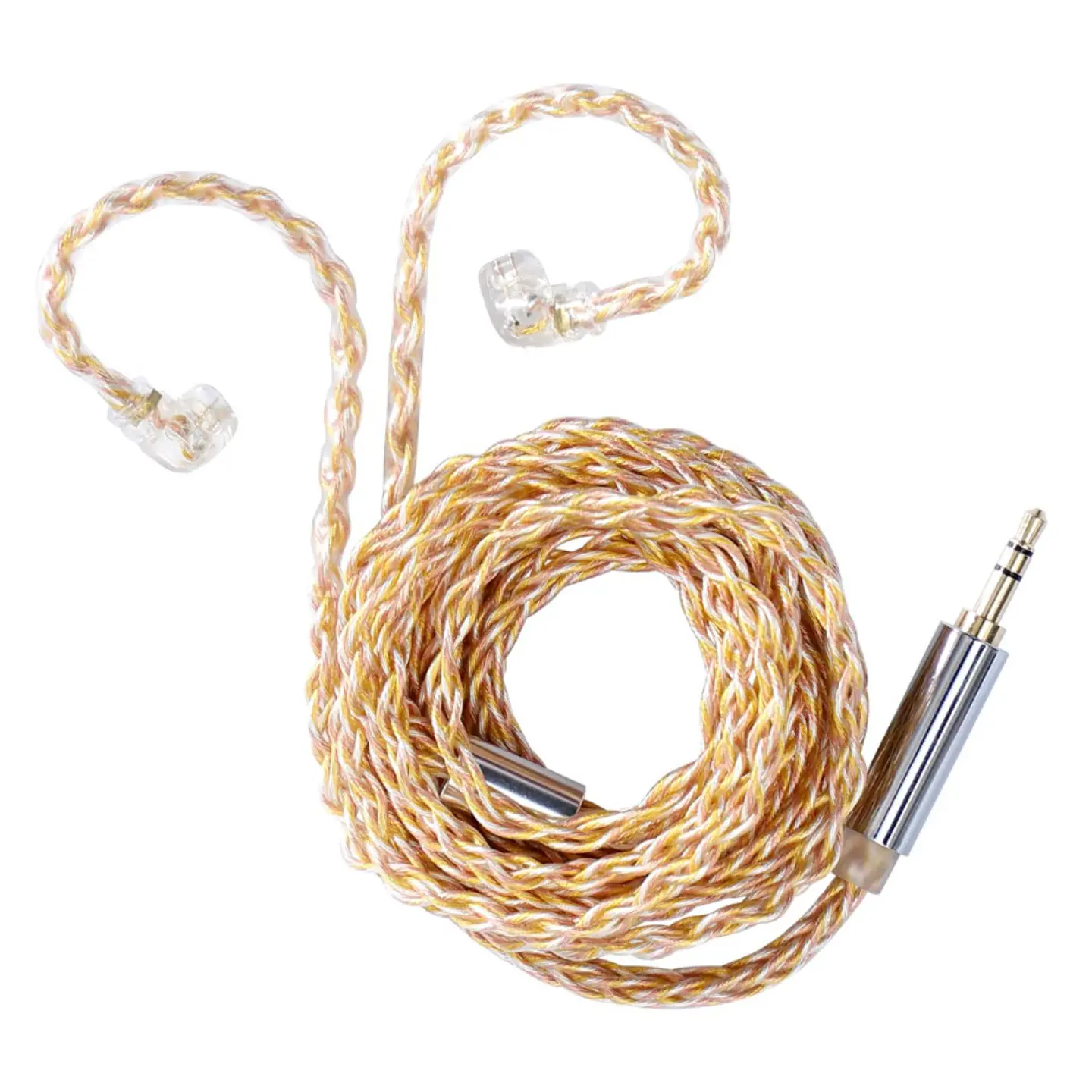Cable Trenzado Repuesto In Ears KZ T1 8 Núcleos Gold-Silver Conector QDC Pin Tipo C 1
