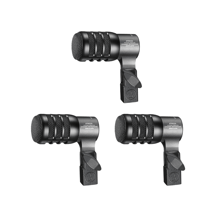 Kit 3 Micrófonos Hipercardioides Dinámicos para Toms Audio-Technica ATM230PK 1
