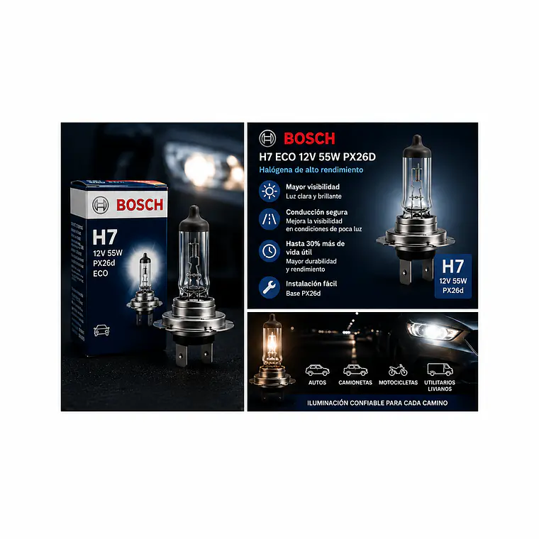 Ampolleta Bosch H7 Eco 12V 55W PX26D 1