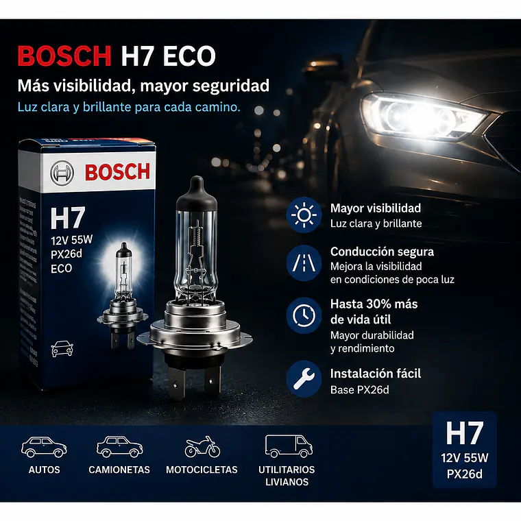 Ampolleta Bosch H7 Eco 12V 55W PX26D 2