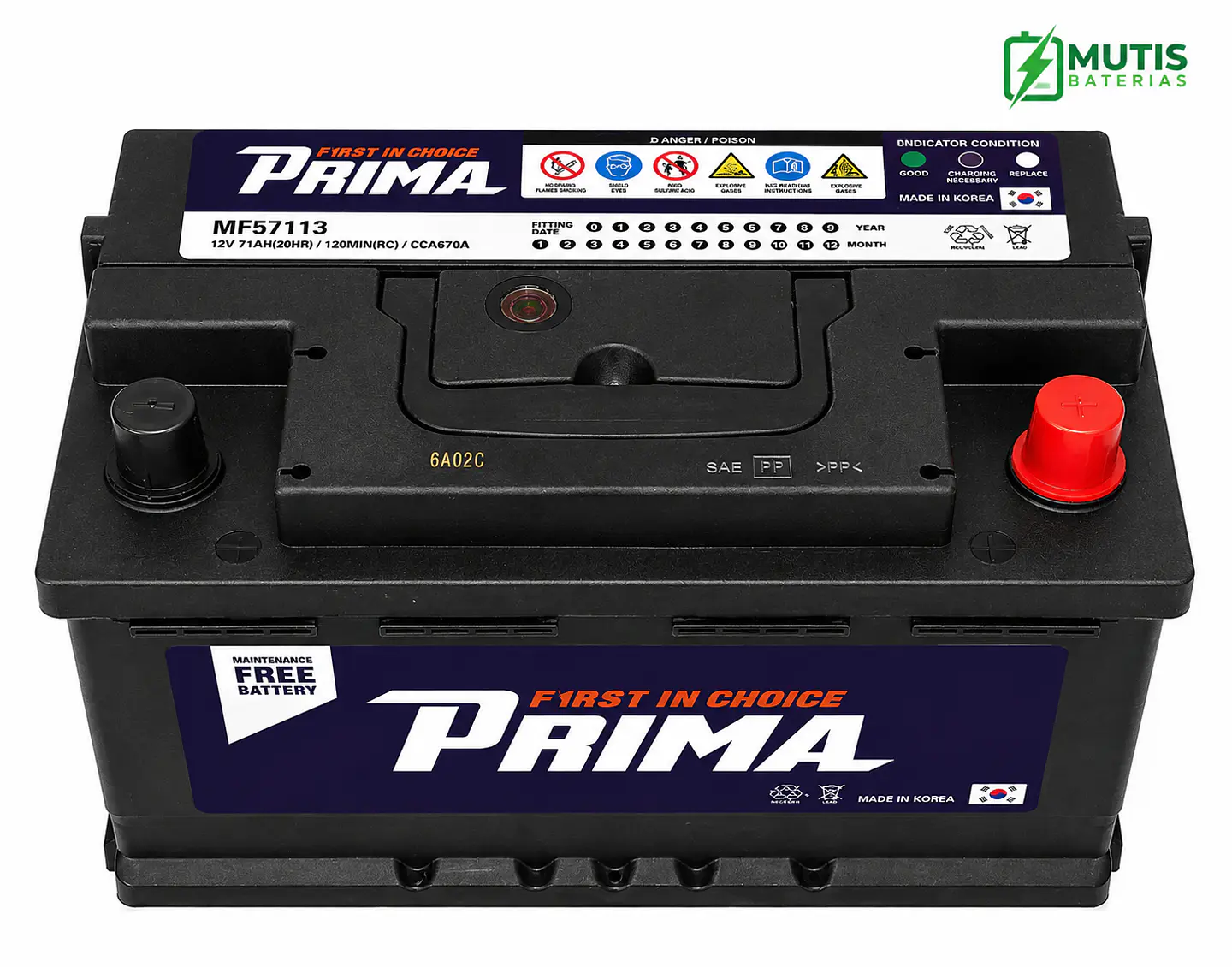 Bateria 12 Volt 71 Ah 670cca 57113 Positivo Derecho Corea 3