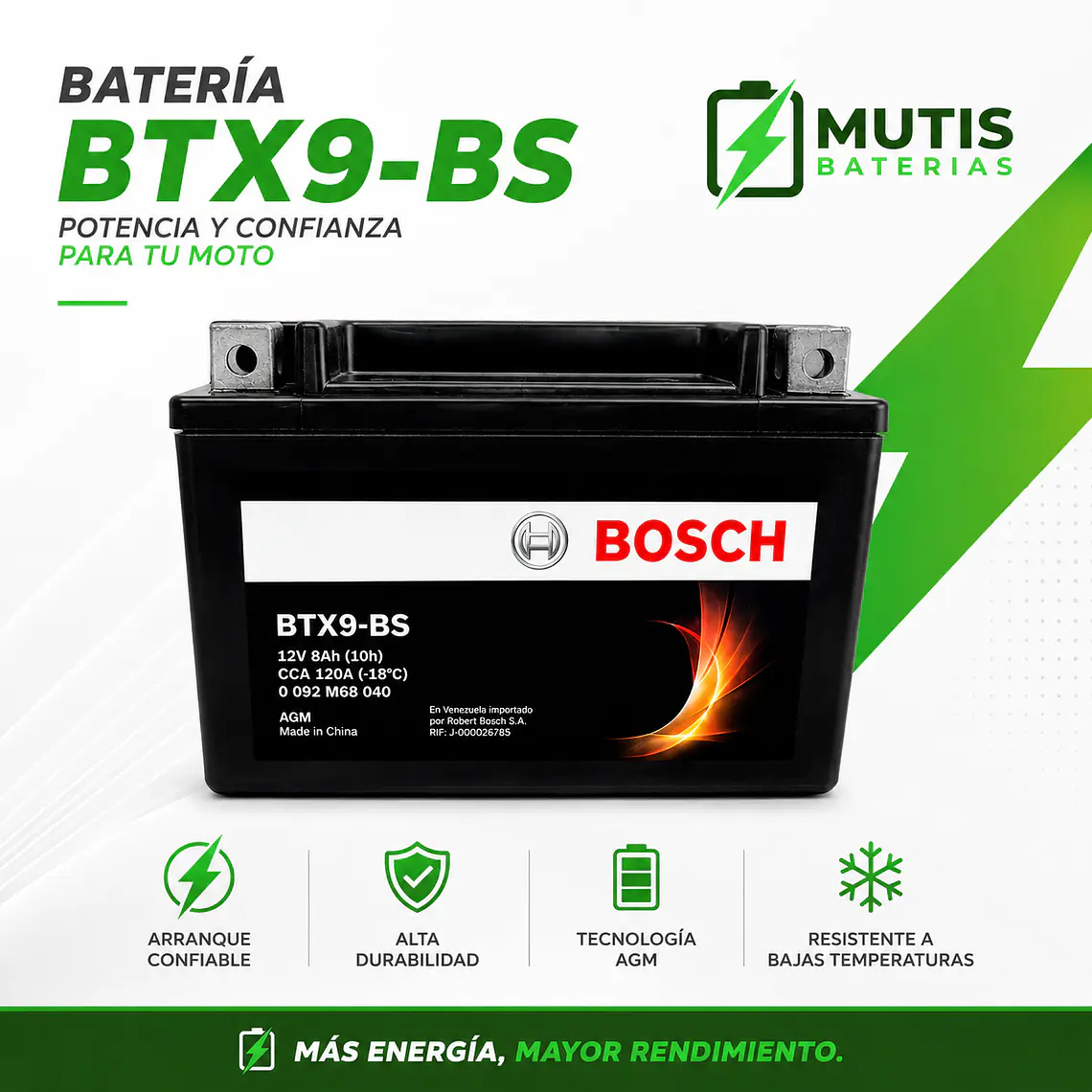 Bateria Bosch  BTX9-BS - YTX9-BS 1
