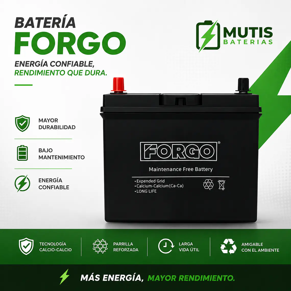 Bateria 12v 45ah 440cca 55b24r Positivo Izquierdo Forgo 1