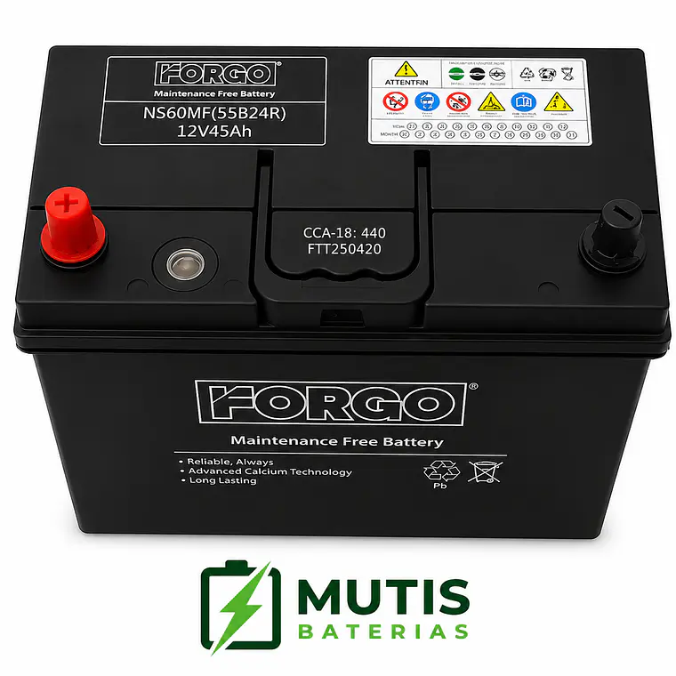 Bateria 12v 45ah 440cca 55b24r Positivo Izquierdo Forgo 3