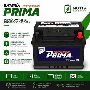Bateria 12 Volt 71 Ah 670cca 57113 Positivo Derecho Corea