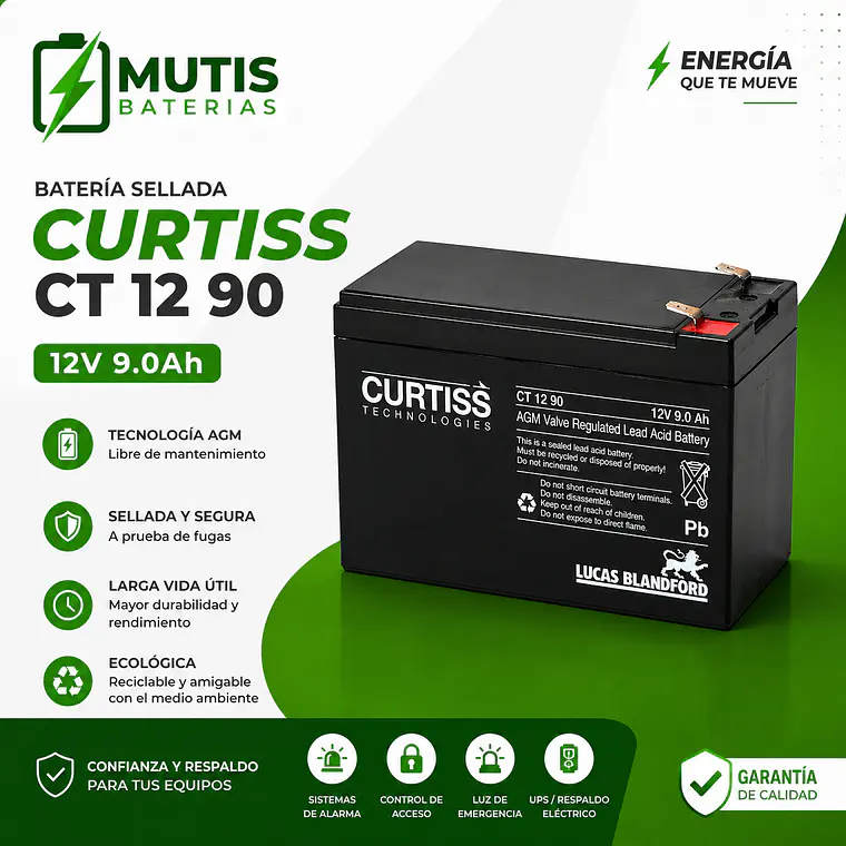 Batería Ciclo Profundo Gel 12v 9ah Curtiss Ct1290 1