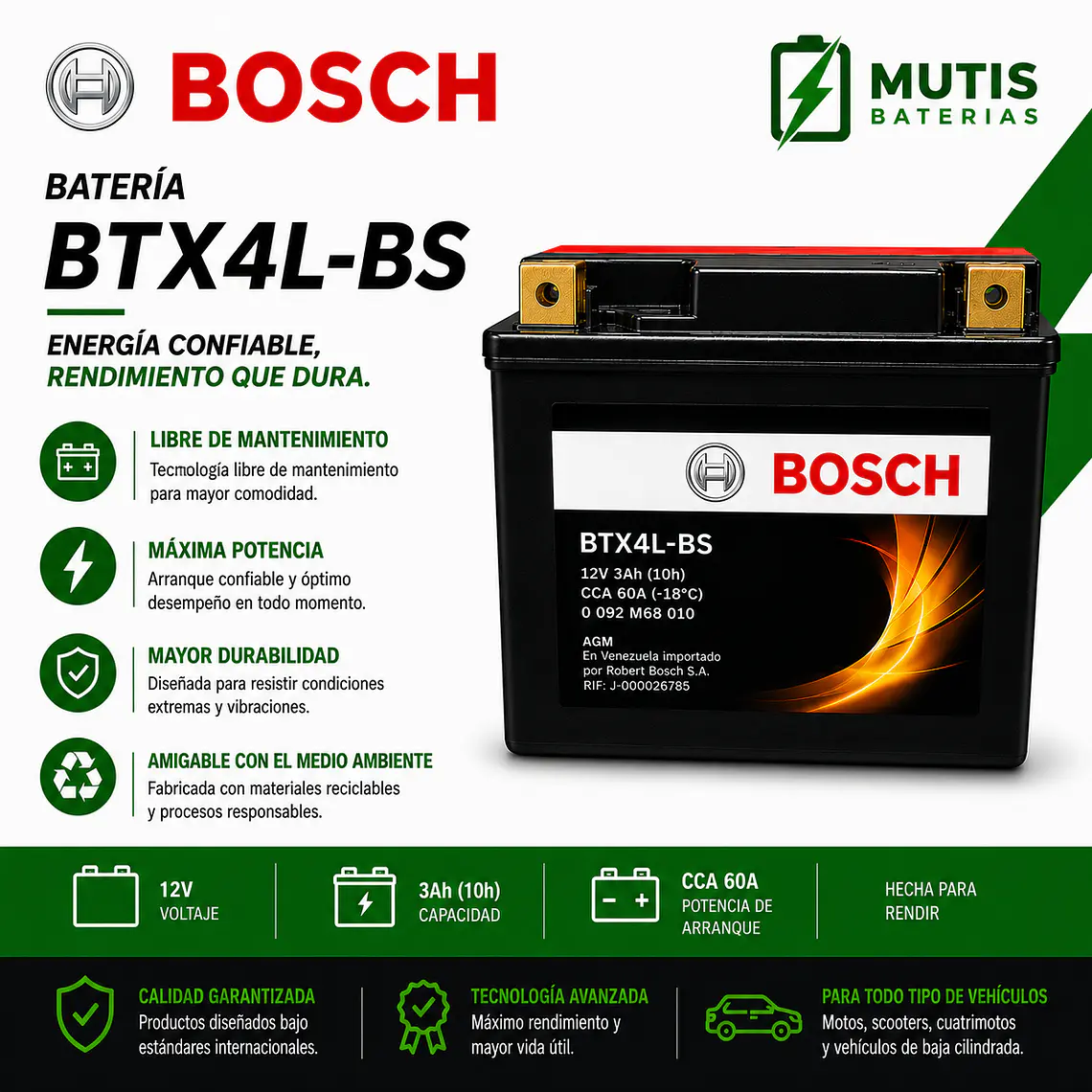 Batería Bosch BTX4L-BS - YTX4L-BS 1