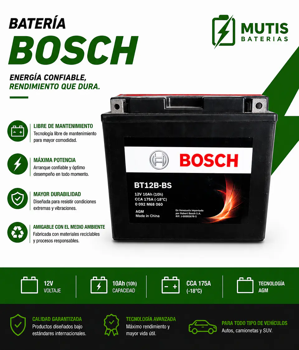 Batería para moto Bosch BT12B-BS / YT12B-BS 1