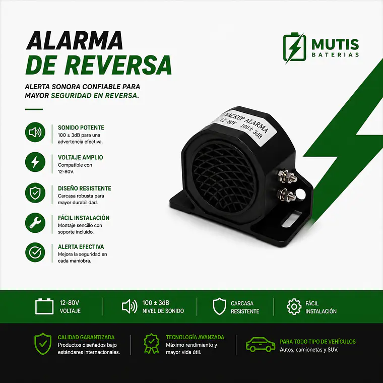 Alarma De Retroceso Para Auto Camión Y Maquinaria 12-80v 1