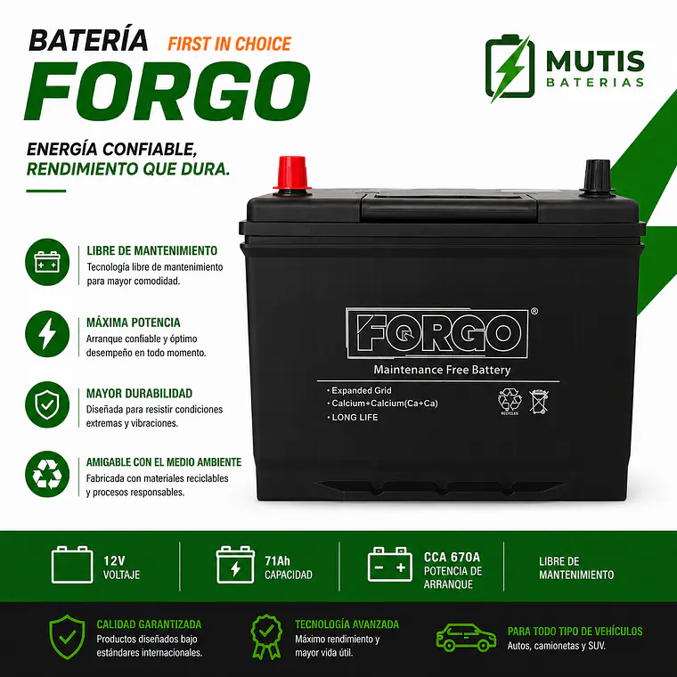 Bateria 12v 90ah 650cca 105d31r Positivo Izquierdo Forgo 1