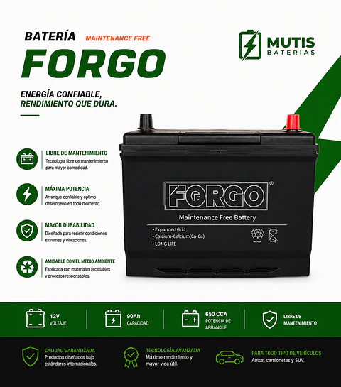 Batería 12v 90ah 650cca 105d31l Positivo Derecho