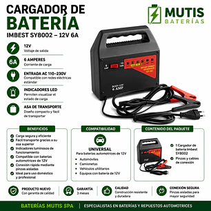 Cargador De Baterías 12v 6a Para Auto Y Moto