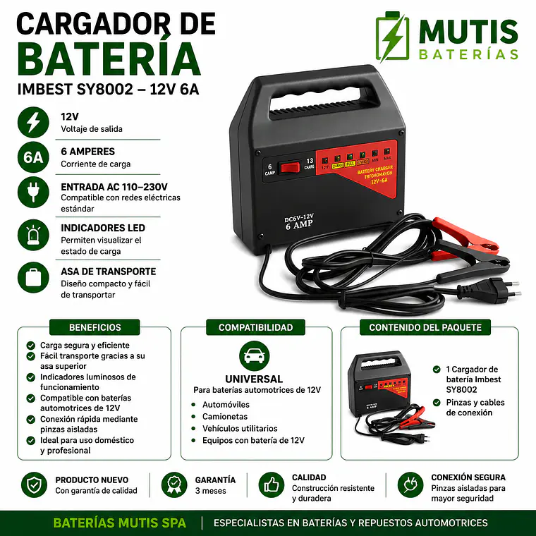 Cargador De Baterías 12v 6a Para Auto Y Moto 1