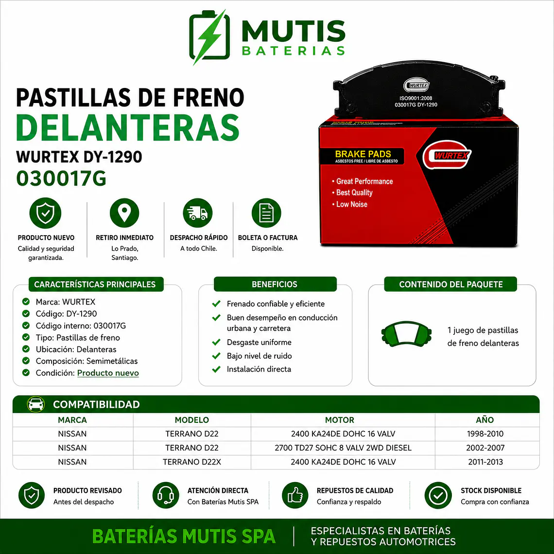 Pastillas De Freno Delanteras Nissan Terrano D22 1998-2013 1