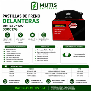 Pastillas De Freno Delanteras Nissan Terrano D22 1998-2013