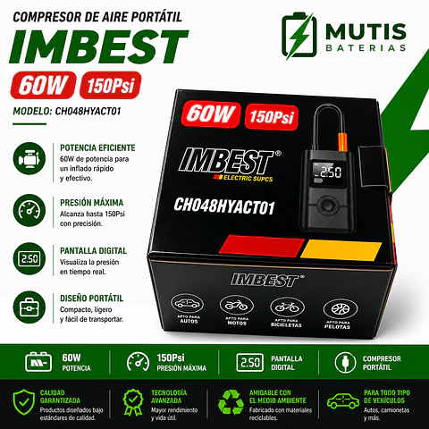 Compresor De Aire Recargable Para Auto Con Batería