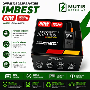 Compresor De Aire Recargable Para Auto Con Batería