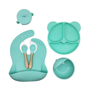 Set de Platos y Cubiertos de Silicona Bawui