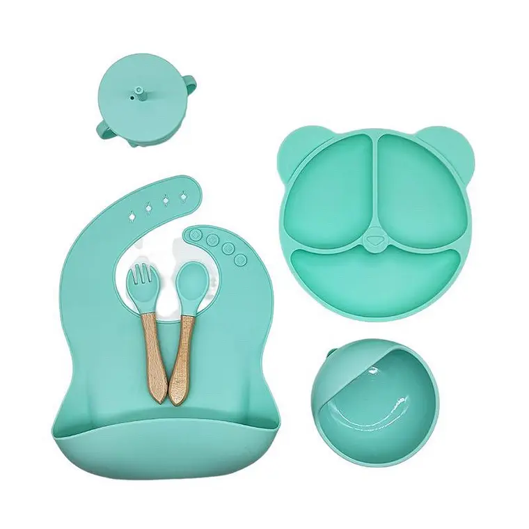 Set de Platos y Cubiertos de Silicona Bawui 1