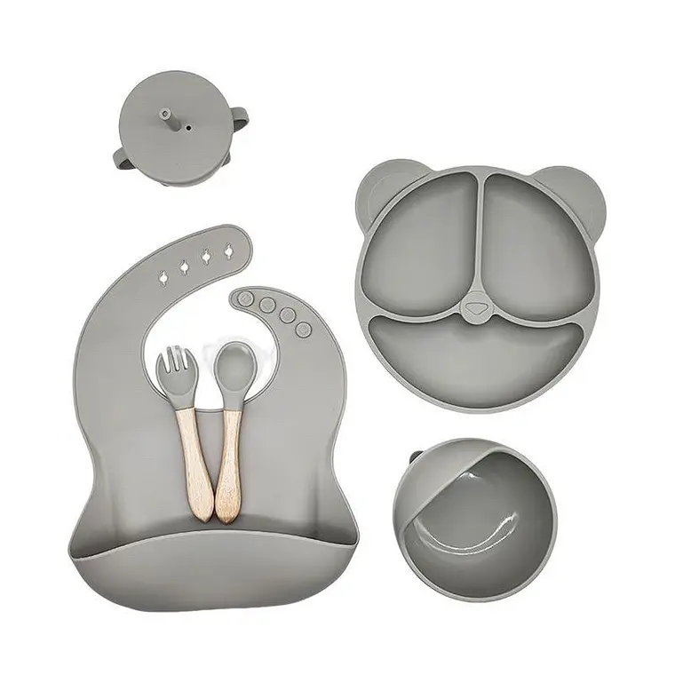 Set de Platos y Cubiertos de Silicona Bawui 4