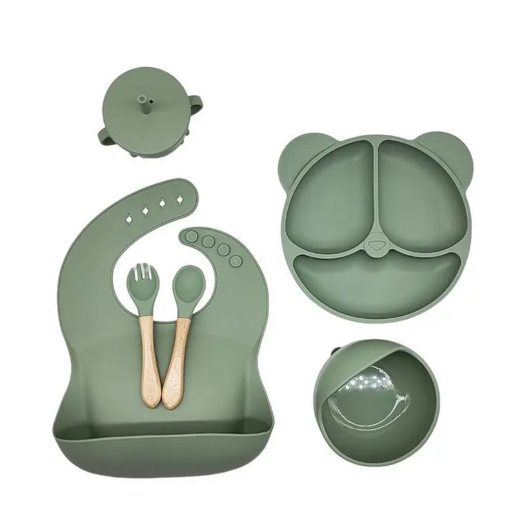 Set de Platos y Cubiertos de Silicona Bawui 6