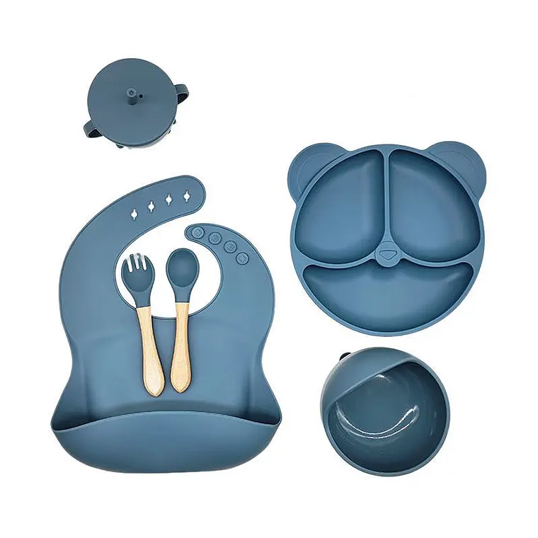 Set de Platos y Cubiertos de Silicona Bawui 8