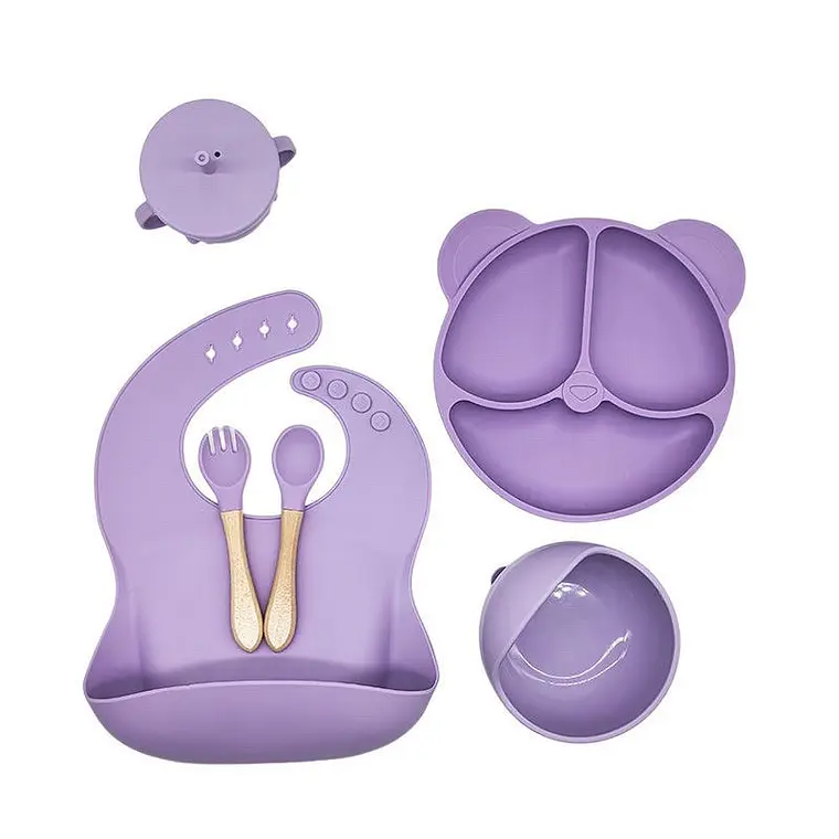 Set de Platos y Cubiertos de Silicona Bawui 9