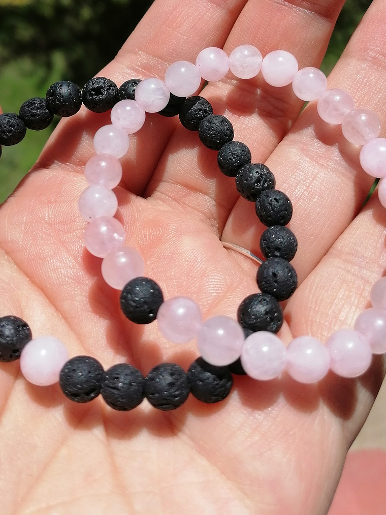 Pack cuarzo rosa y piedra volcánica  1