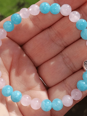 Aguamarina y cuarzo rosa