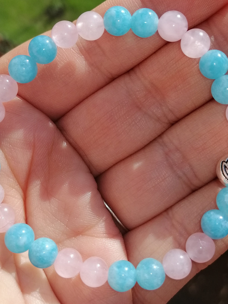 Aguamarina y cuarzo rosa 1