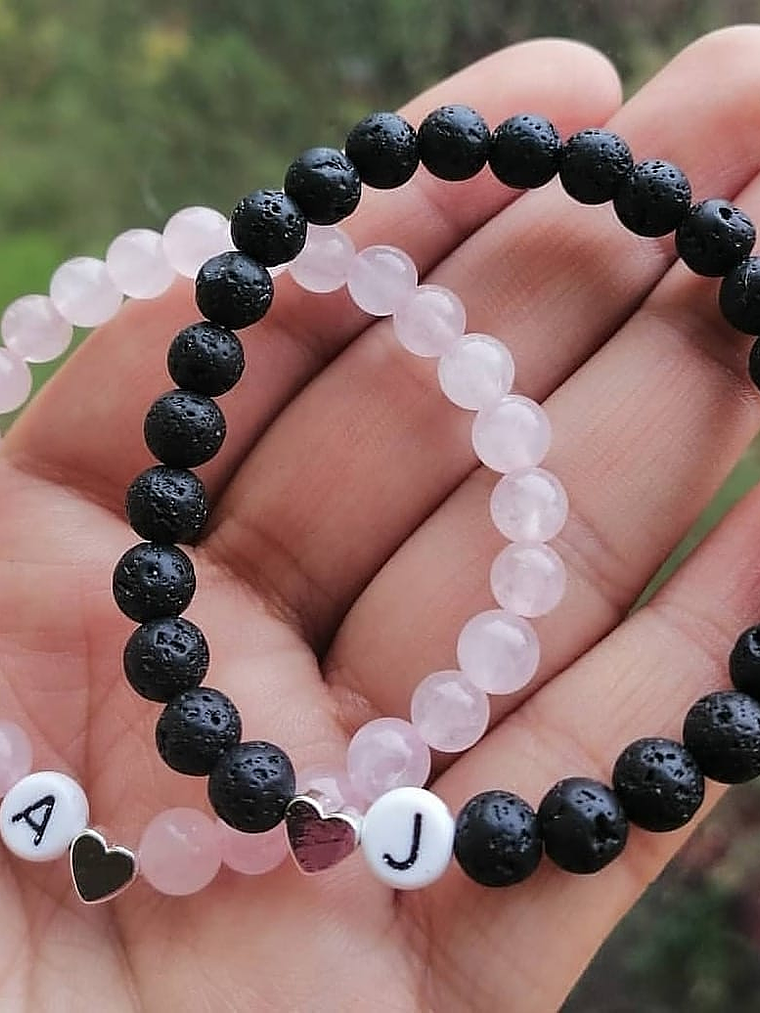 Pack cuarzo rosa y piedra volcánica iniciales 1