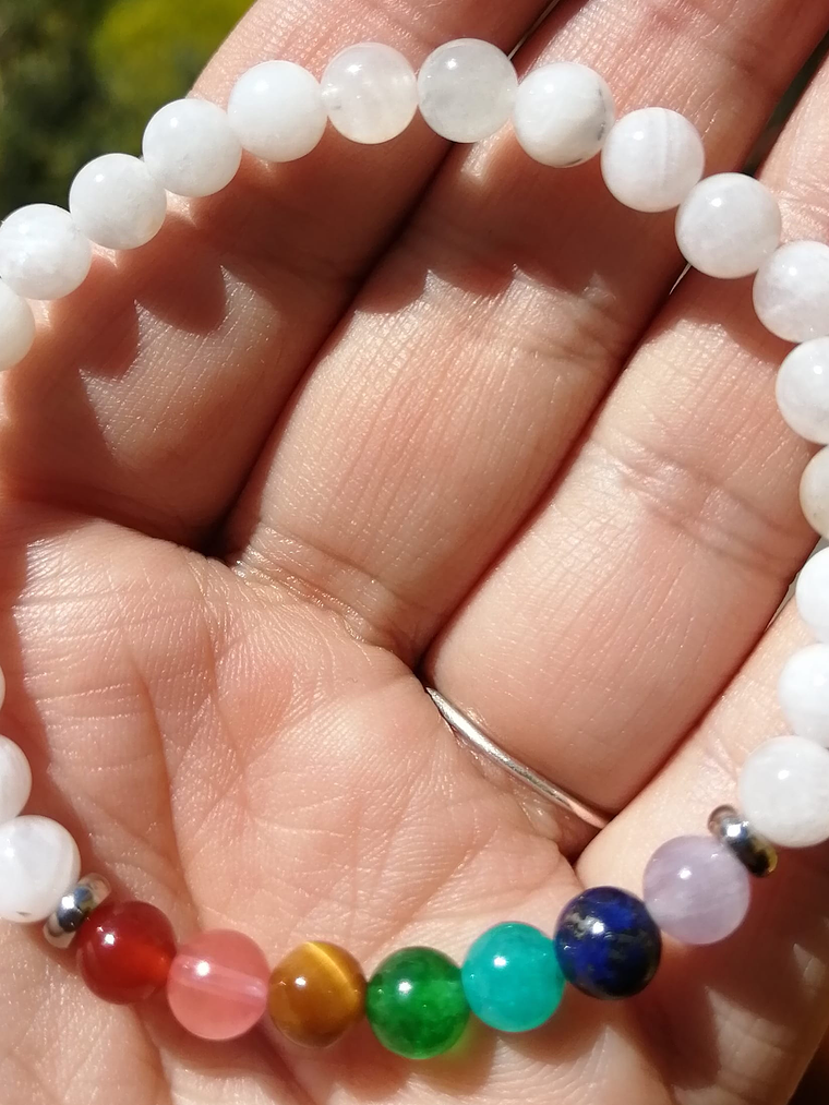 Pulsera 7 chakras piedra luna  1