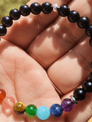 Pulsera 7 chakras obsidiana 