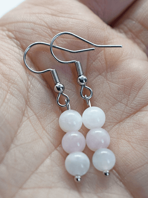 Aros piedra luna y cuarzo rosa 