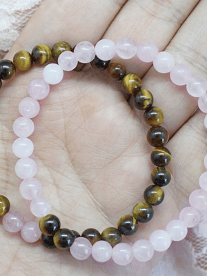 Ojo de tigre y cuarzo rosa 