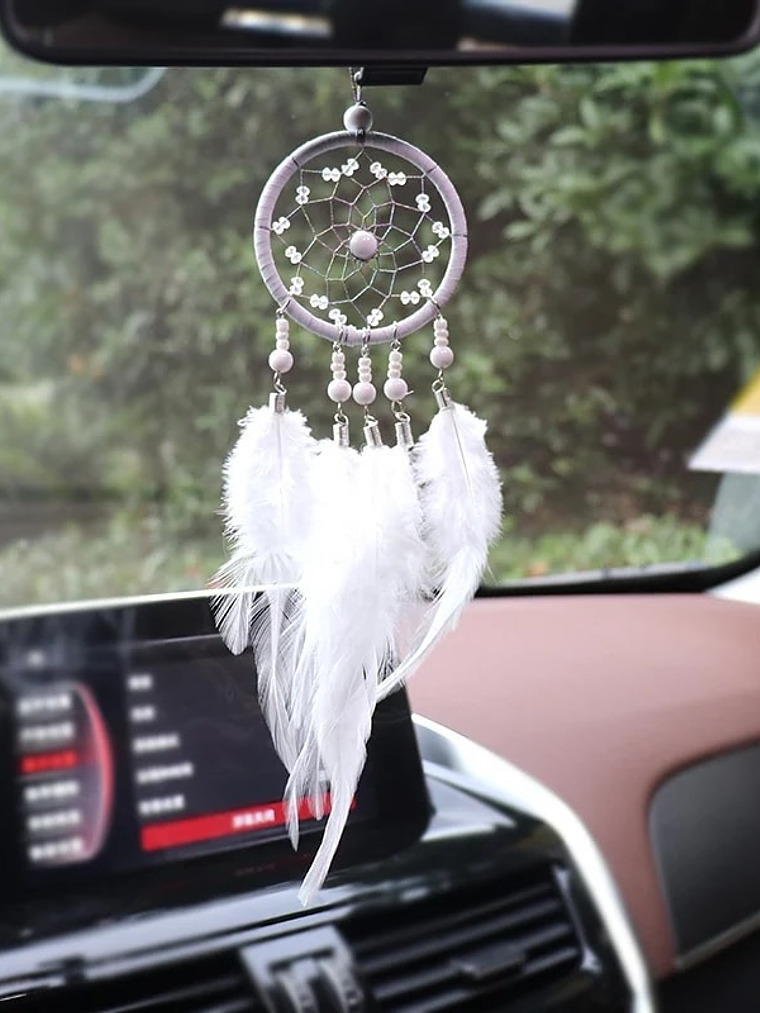 Atrapasueños plumas y mostacillas  1