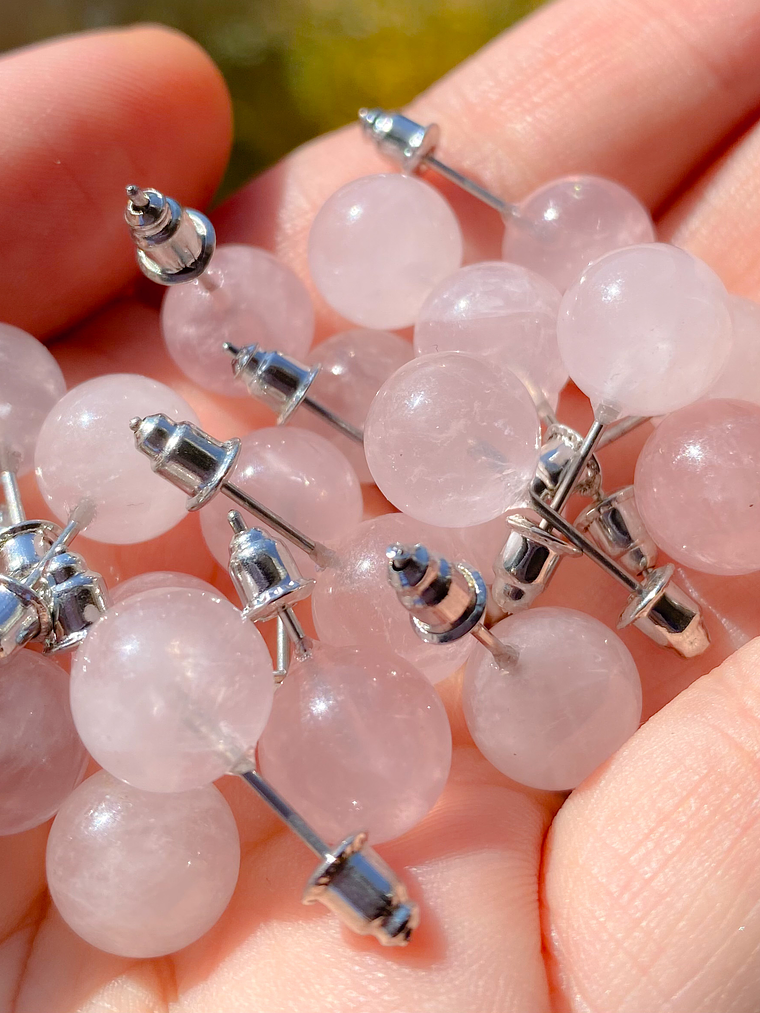 Aritos cuarzo rosa  1