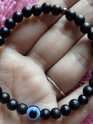 Protección ojo turco cuenta negra matte