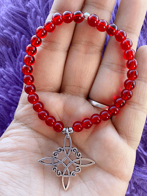 Pulsera roja protección nudo de bruja
