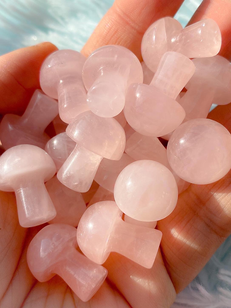 Mini hongos cuarzo rosa  1
