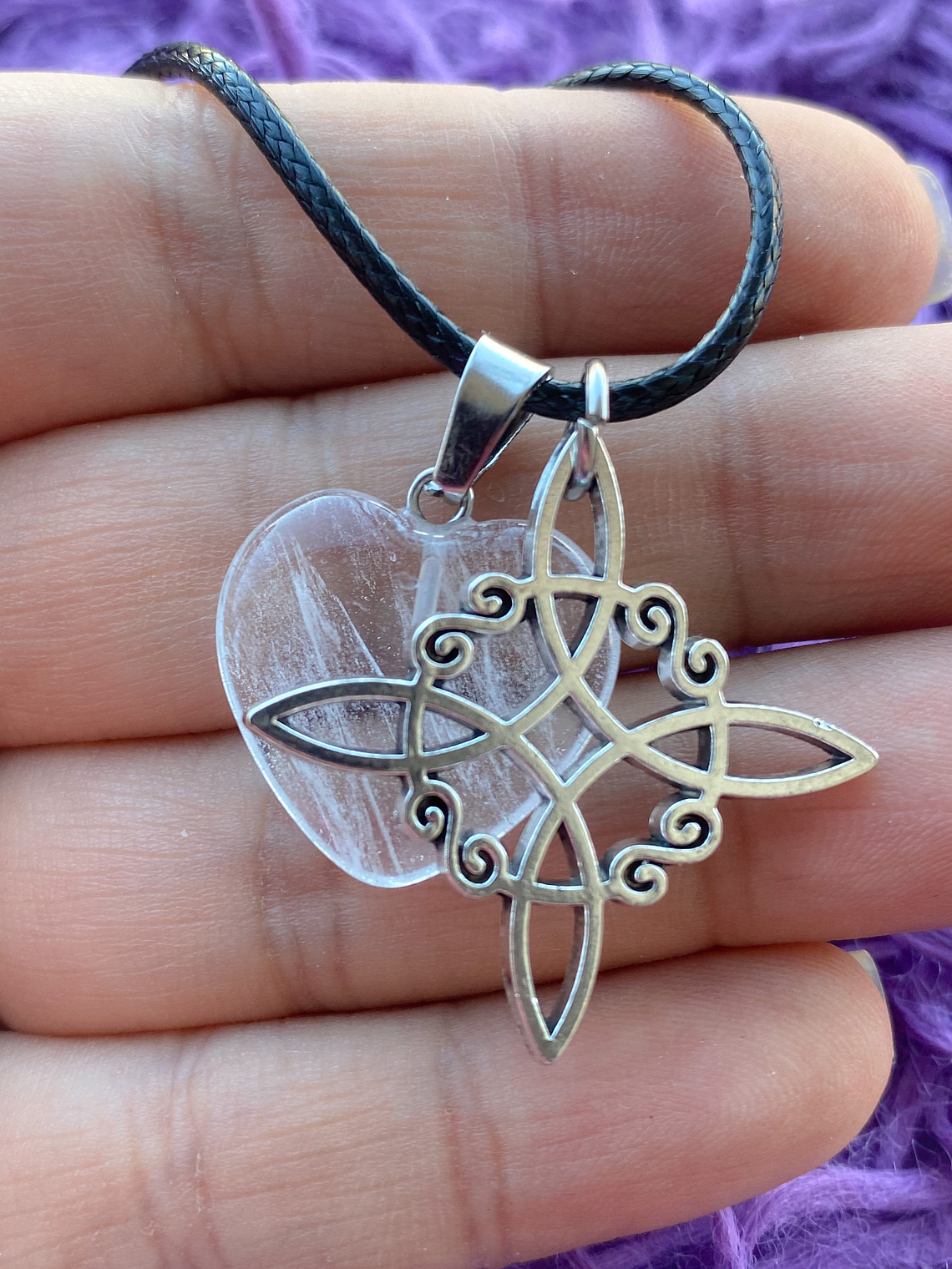 Nudo de bruja corazón cuarzo cristal  1