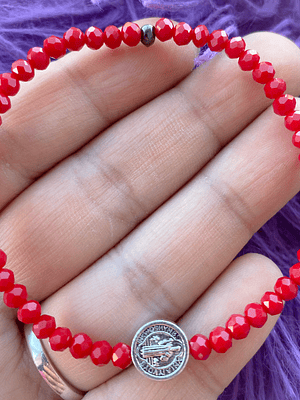 Pulsera protección cristal rojo san benito
