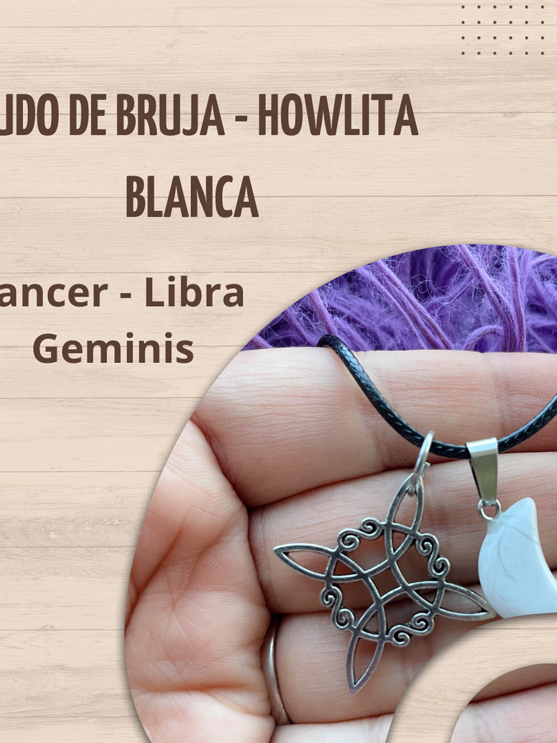 Nudo de bruja howlita blanca  2