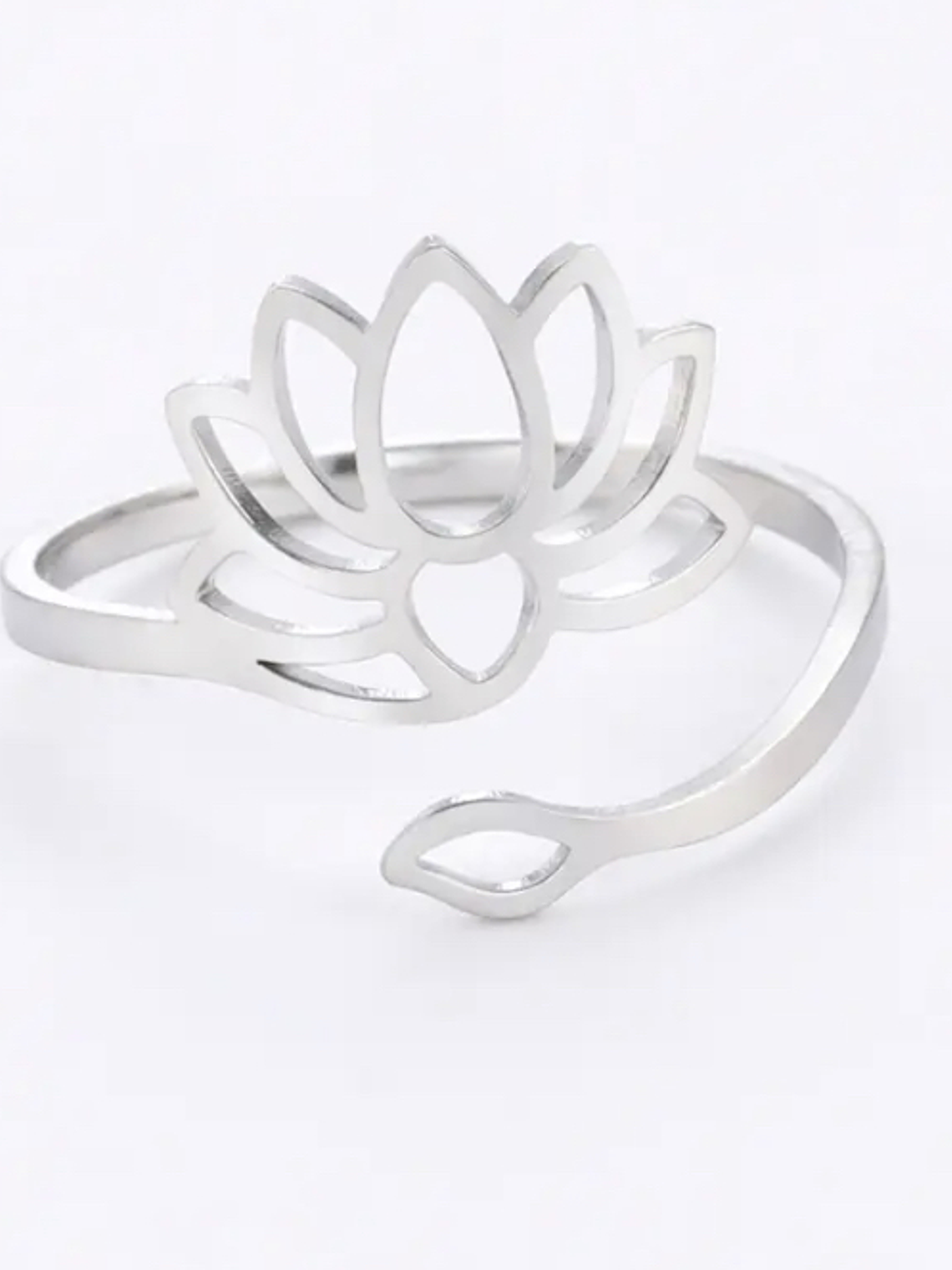 Anillo flor de loto acero inoxidable ajustable 1