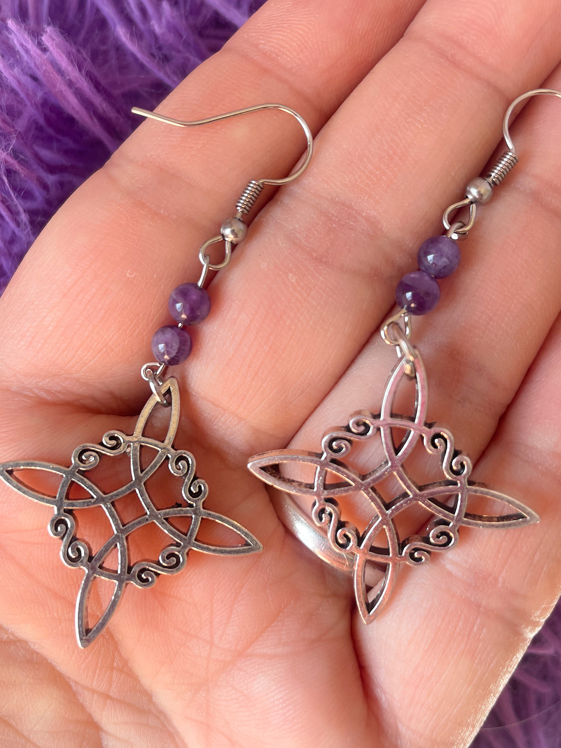 Aros nudo de bruja amatista 2