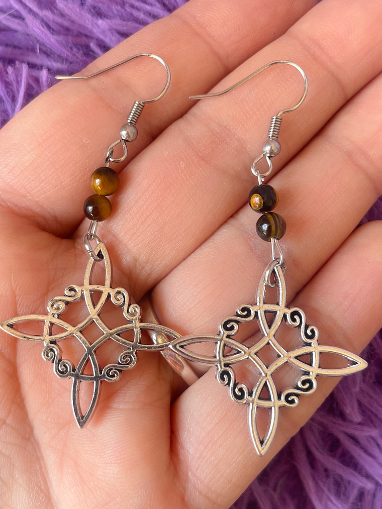 Aros nudo de bruja ojo de tigre  2