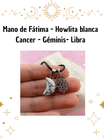 Colgante mano de Fátima howlita blanca