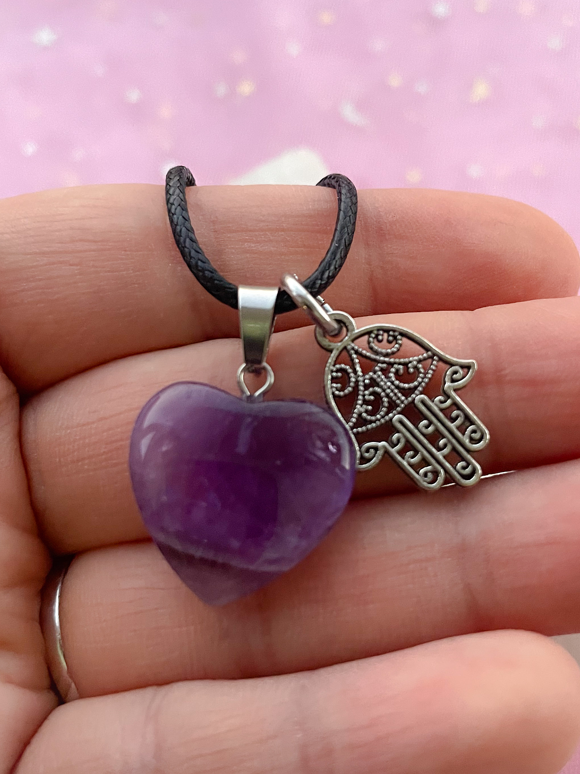 Colgante mano de Fátima amatista  1