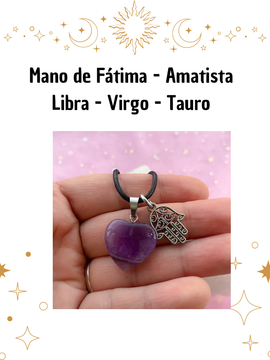 Colgante mano de Fátima amatista  2